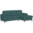 ECKSOFA in Flachgewebe Petrol  - Silberfarben/Petrol, Design, Textil/Metall (244/167cm) - Cantus