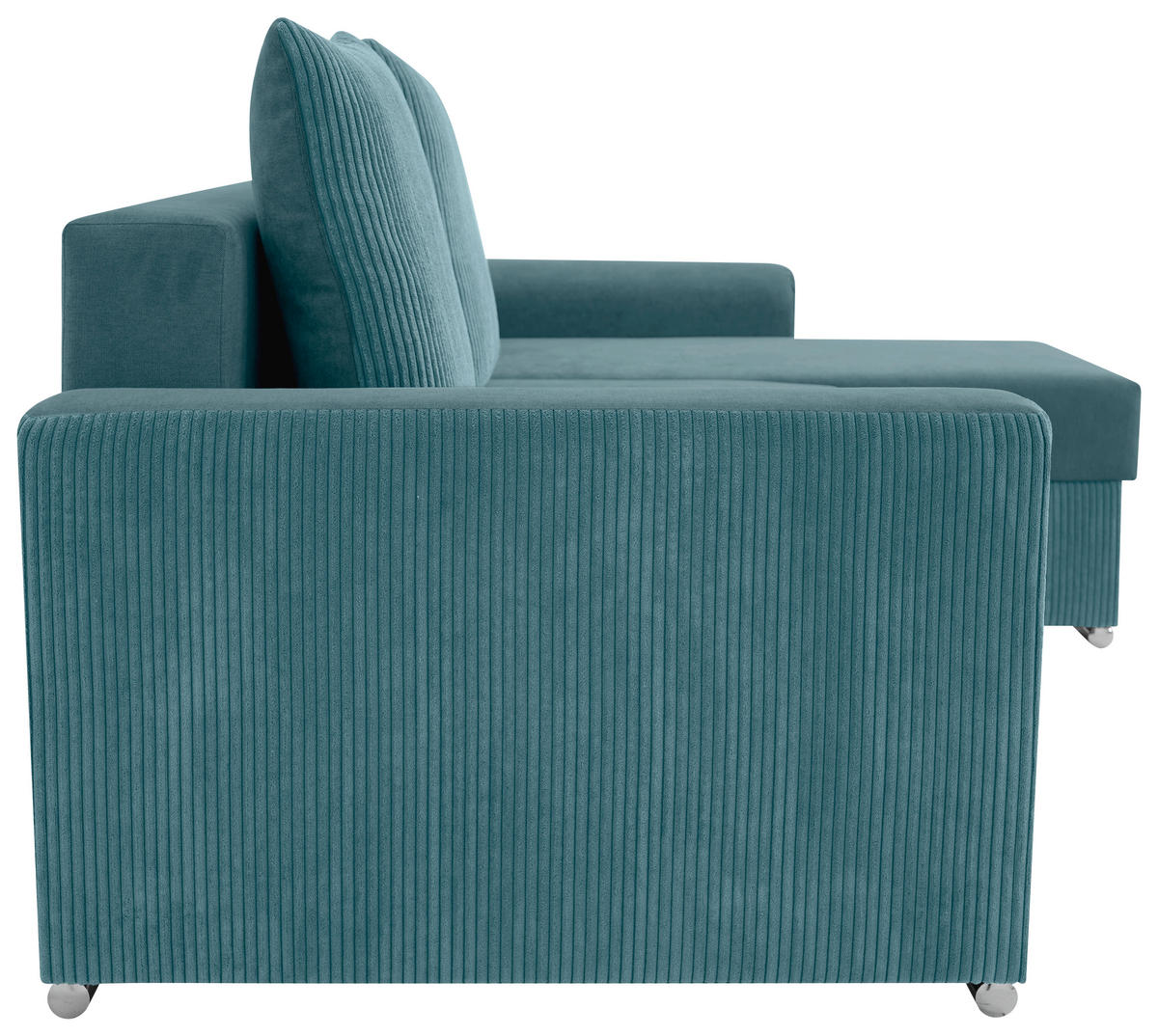 ECKSOFA Graublau Cord, Mikrofaser  - Chromfarben/Graublau, Design, Kunststoff/Textil (239/141cm) - Livetastic
