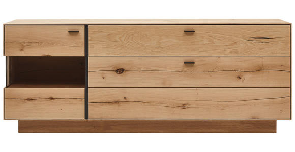 SIDEBOARD 201,9/79,9/41,1 cm - Eichefarben, MODERN, Glas/Holz (201,9/79,9/41,1cm) - Valnatura