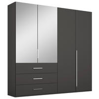 DREHTÜRENSCHRANK 201/223/60 cm,  in Graphitfarben, 4 Tür(en)  - Chromfarben/Graphitfarben, Design, Glas/Holzwerkstoff (201/223/60cm) - home24