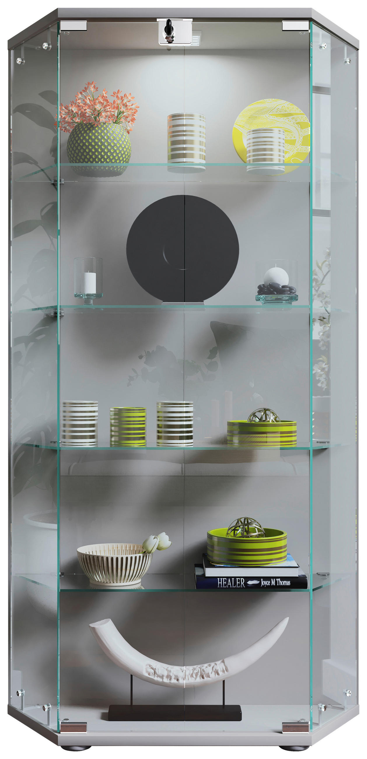 VITRINE in Silberfarben  - Transparent/Silberfarben, Design, Glas/Holzwerkstoff (83/114/17cm) - MID.YOU