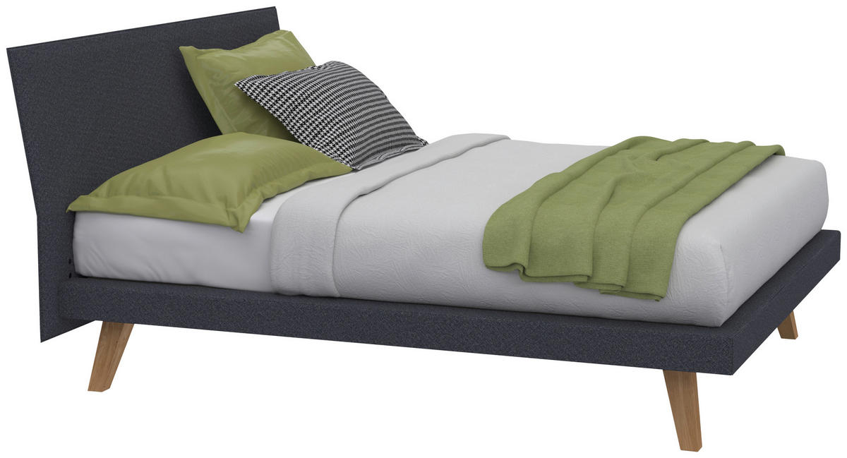 ČALOUNĚNÁ POSTEL, 140/200 cm antracitová, platinová, divoký dub - divoký dub/antracitová, Moderní, dřevo/textil (140/200cm) - Livetastic
