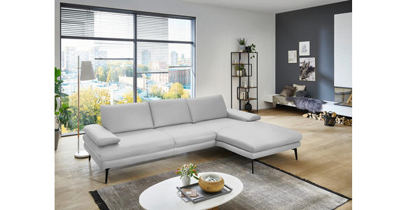 ECKSOFA in Echtleder Weiß 310/180 cm - Schwarz/Weiß, Design, Leder/Metall (310/180cm) - Dieter Knoll