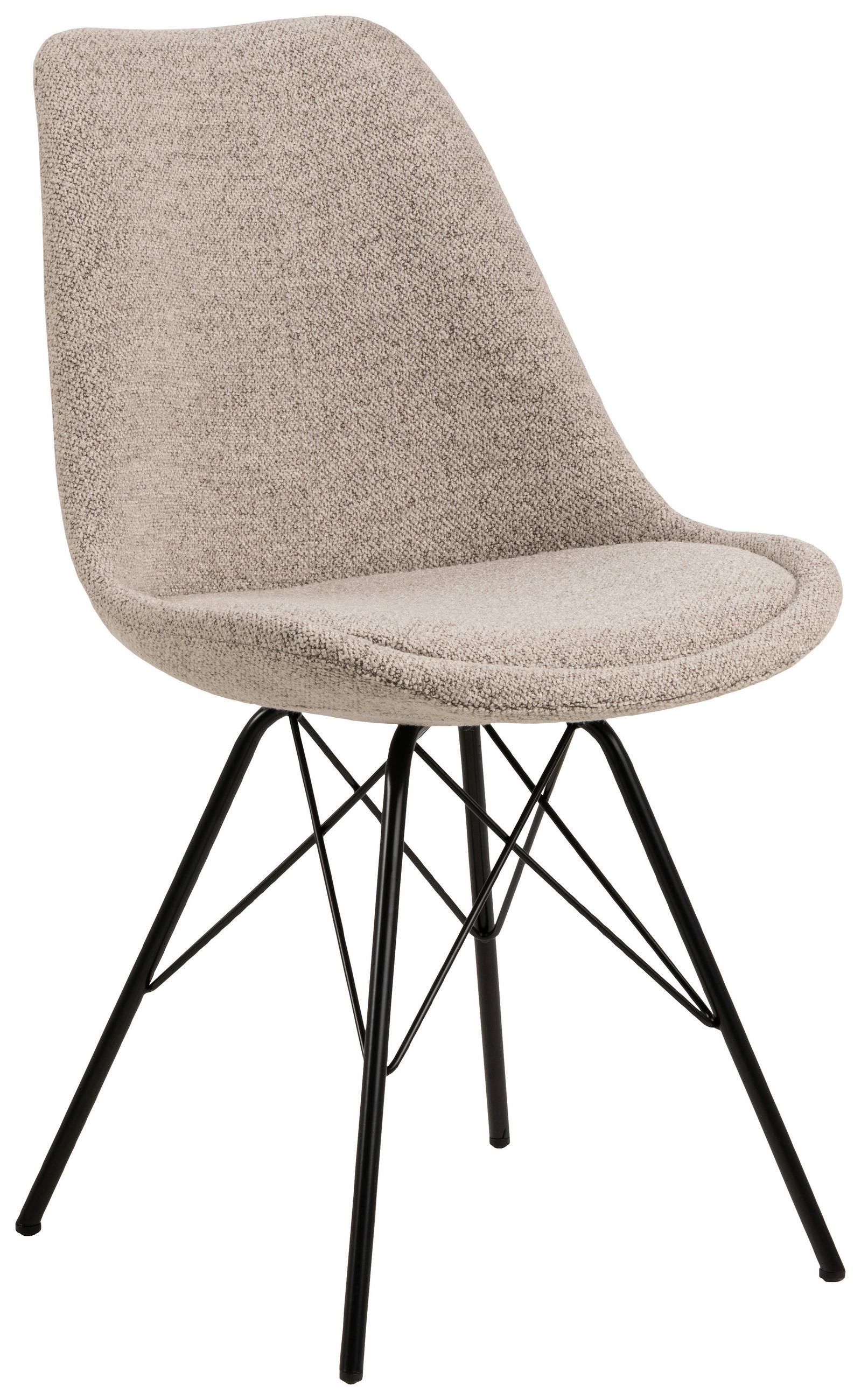 STUHL Bouclé Beige  - Beige/Schwarz, Design, Holz/Textil (48,5/85,5/54cm) - MID.YOU