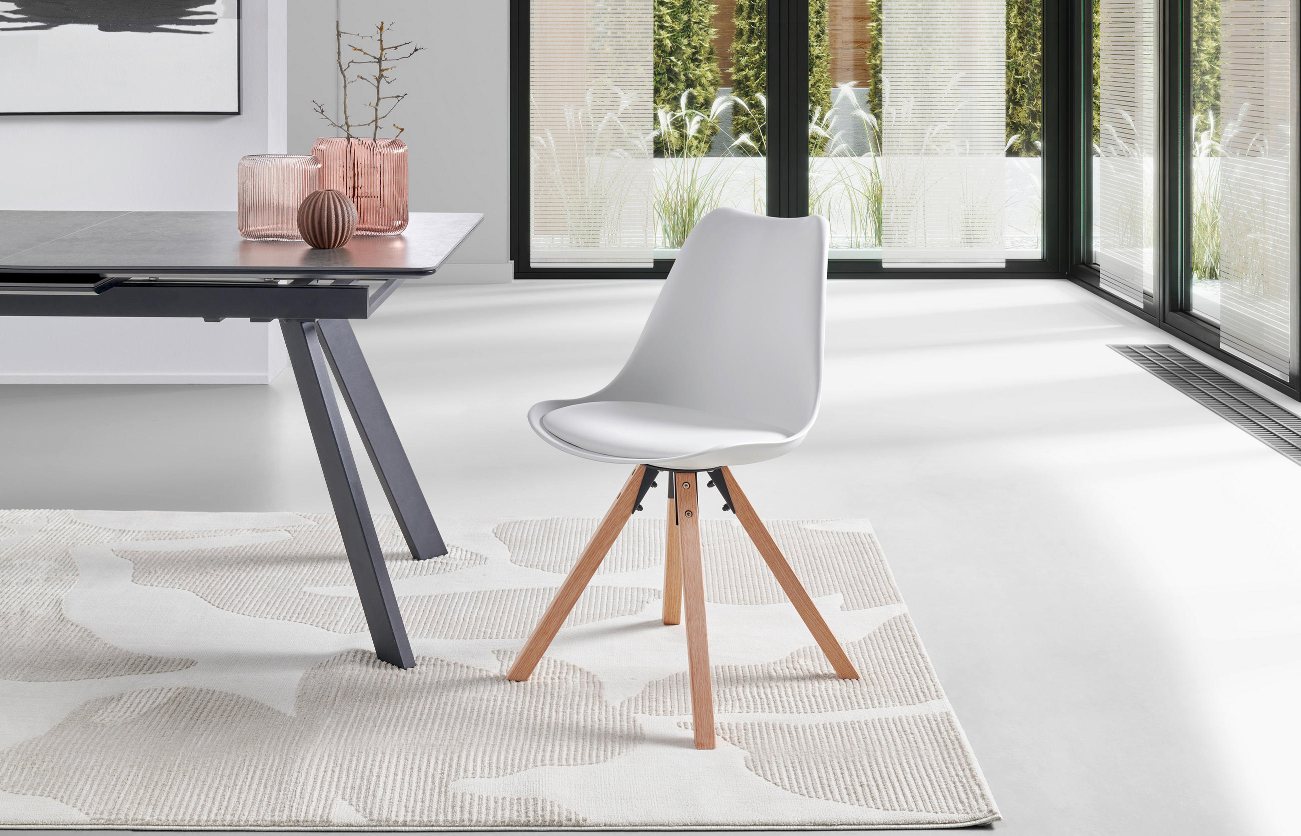 STUHL in Holz, Kunststoff, Textil Weiß  - Weiß/Naturfarben, LIFESTYLE, Holz/Kunststoff (48,5/84/55cm) - MID.YOU