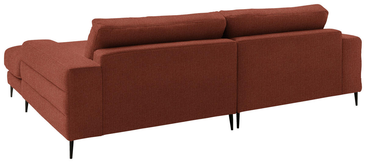 ECKSOFA in Flachgewebe Rostfarben  253/177 cm  - Rostfarben/Schwarz, Design, Textil/Metall (253/177cm) - Dieter Knoll