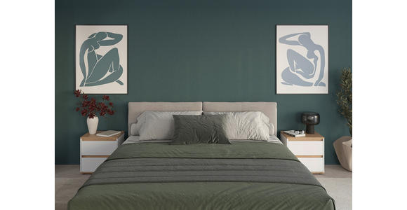 NACHTKÄSTCHEN 50/50/38 cm  in Weiß, Eiche Artisan  - Schwarz/Weiß, MODERN, Holzwerkstoff/Kunststoff (50/50/38cm) - Carryhome