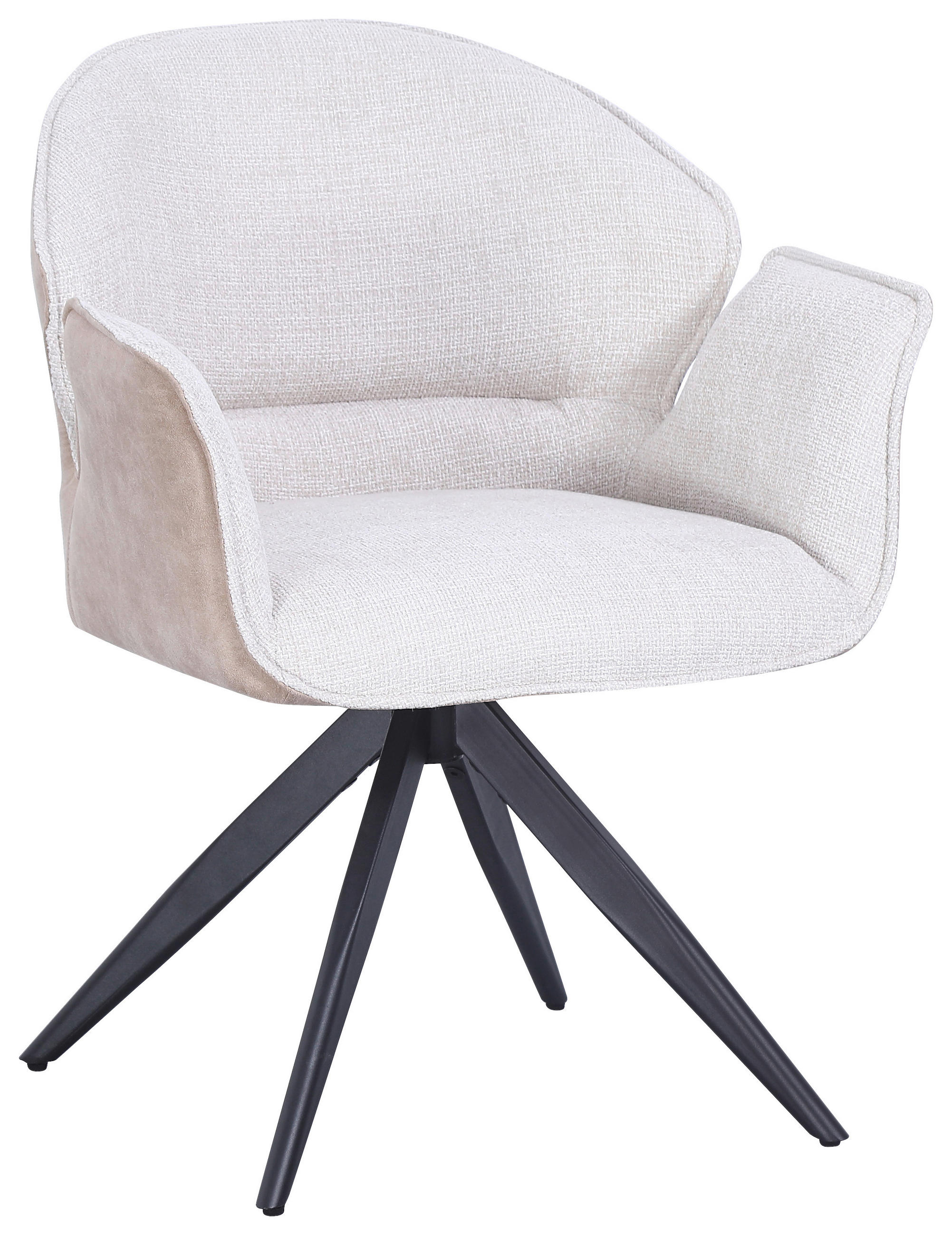 ARMLEHNSTUHL  in Eisen Mikrofaser, Leinenoptik  - Beige/Schwarz, MODERN, Textil/Metall (61/81/60cm) - MID.YOU