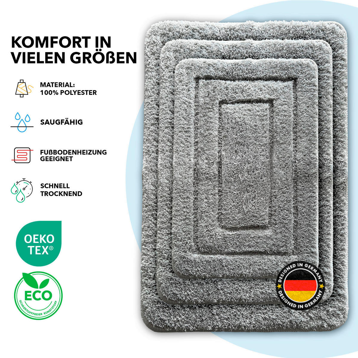 BADEMATTE Atlantis Silberfarben 60/100 cm  - Silberfarben, Basics, Kunststoff/Textil (60/100cm) - Floordirekt