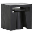 BEISTELLTISCHSET Mangoholz massiv rechteckig Schwarz  - Schwarz, Design, Holz (50/40/50cm) - Carryhome