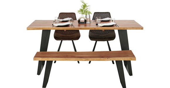 ESSTISCH in Holz, Metall 175/90/76 cm - Schwarz/Akaziefarben, KONVENTIONELL, Holz/Metall (175/90/76cm) - Ambia Home