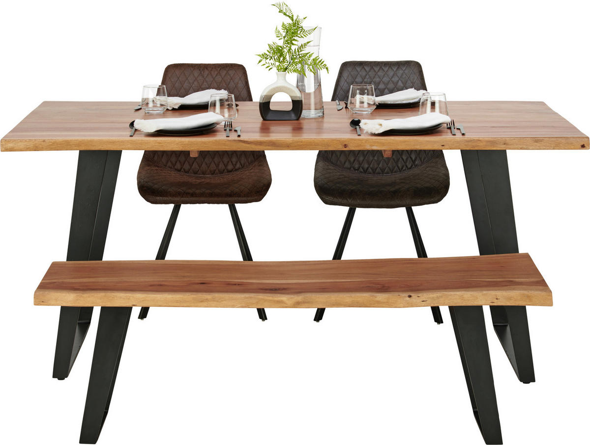 ESSTISCH in Holz, Metall 175/90/76 cm   - Schwarz/Akaziefarben, KONVENTIONELL, Holz/Metall (175/90/76cm) - Ambia Home