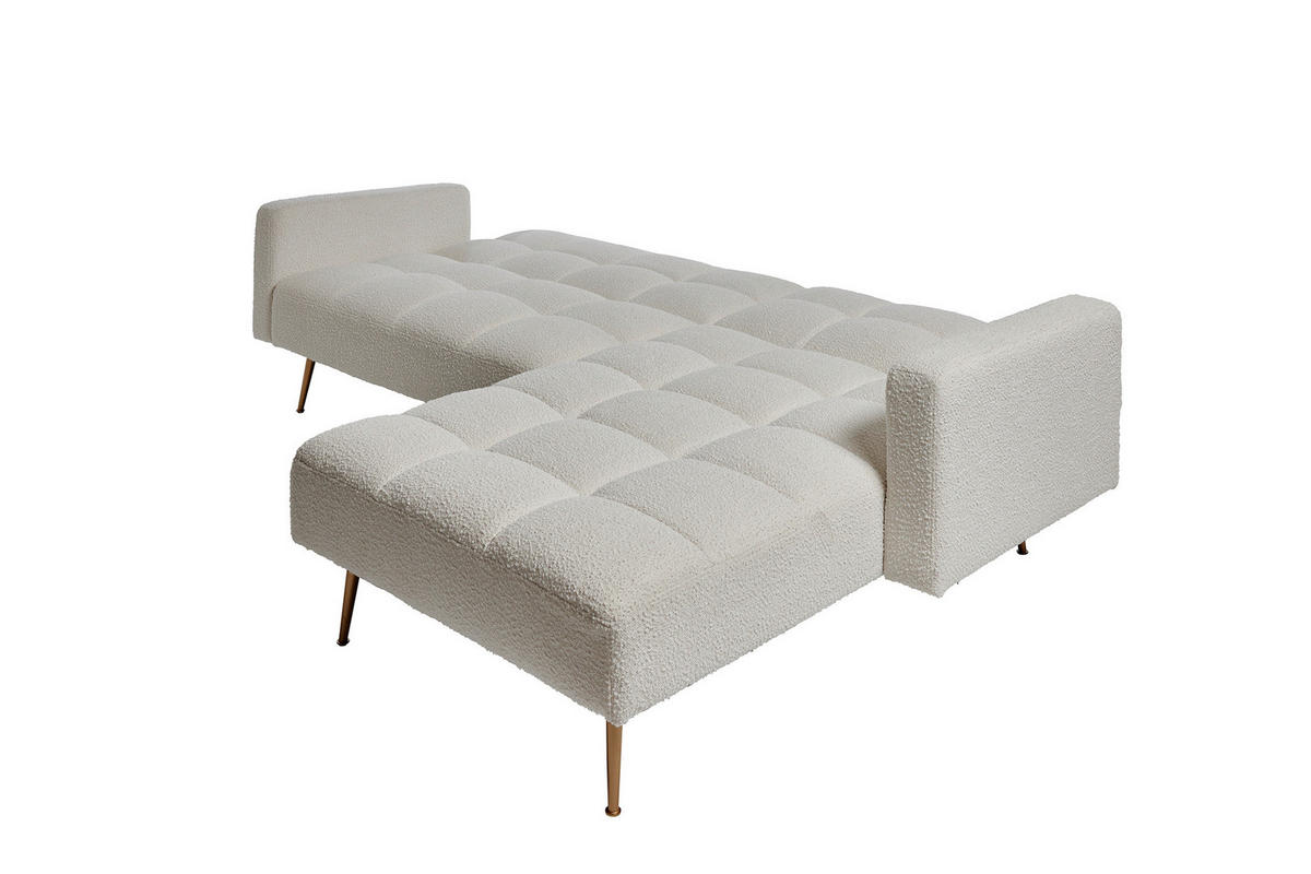 ECKSCHLAFSOFA CHILLAX POSH CORNER EU Elfenbein Bouclé  - Elfenbein/Goldfarben, MODERN, Holz/Textil (244/150cm) - Livetastic