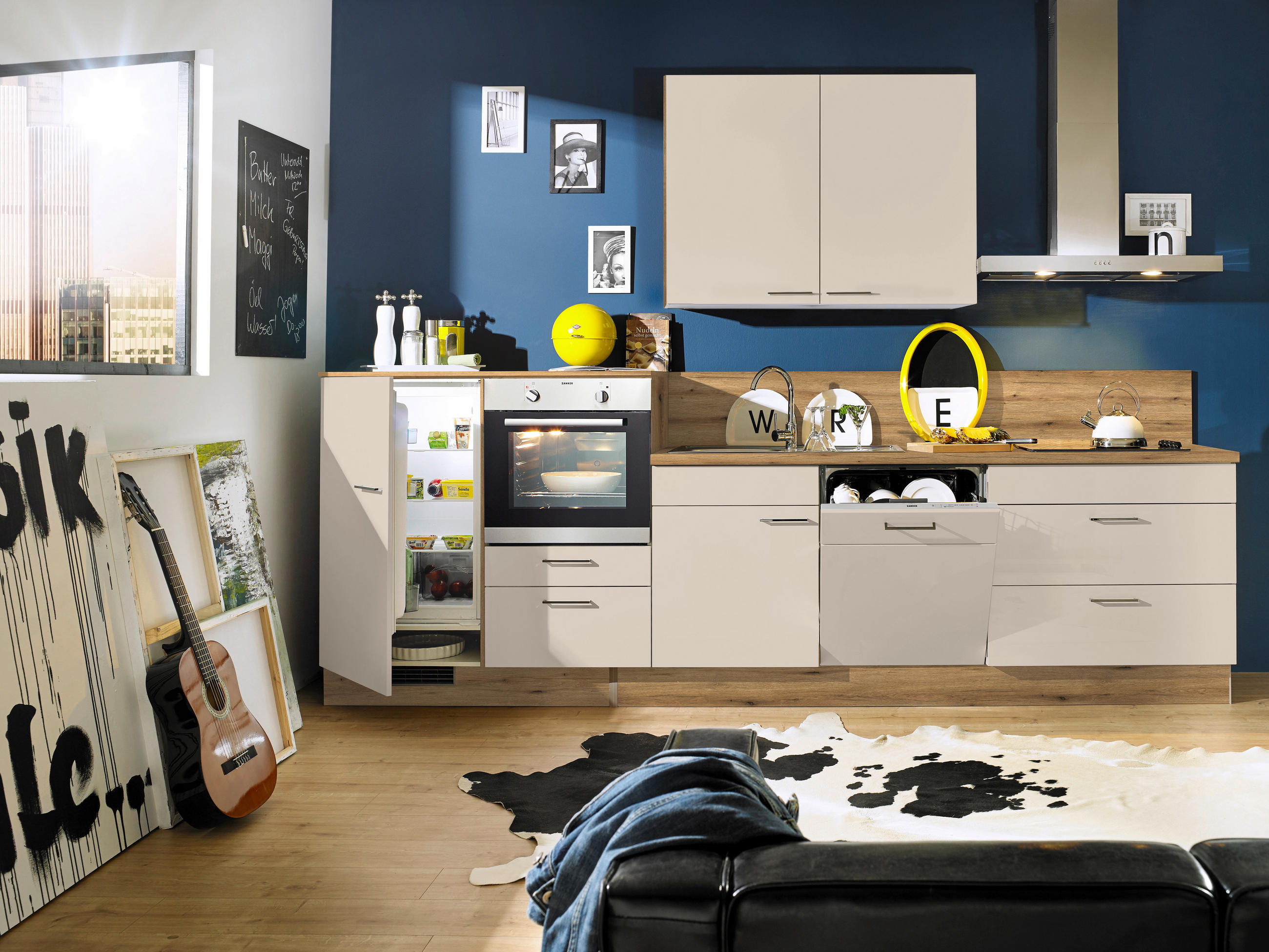 KÜCHENLEERBLOCK 330 cm   in Eichefarben, Kaschmir  - Kaschmir/Eichefarben, MODERN, Holzwerkstoff/Metall (330cm) - Xora