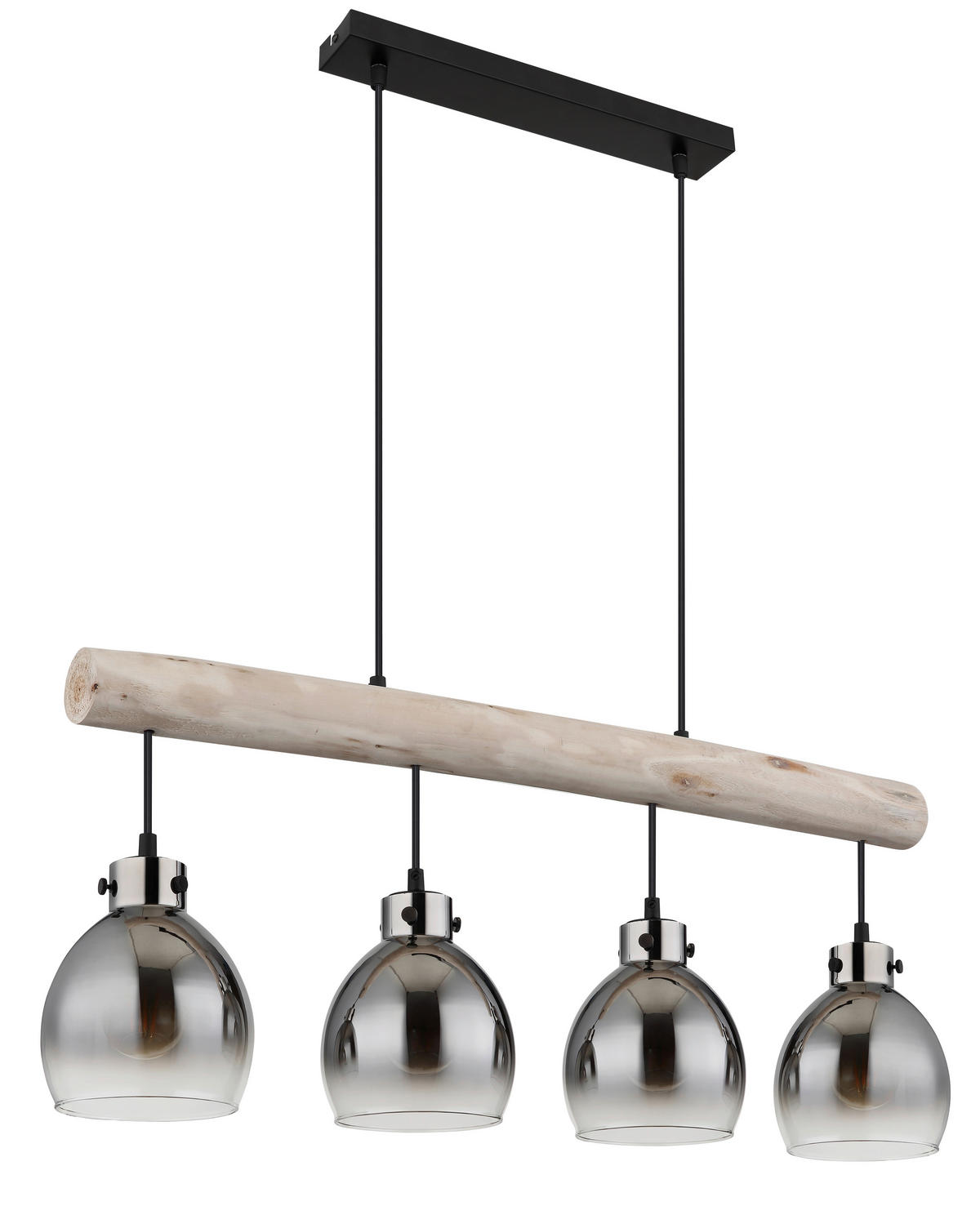 HÄNGELEUCHTE 82,5/15/140 cm    - Schwarz/Naturfarben, Natur, Glas/Holz (82,5/15/140cm) - Globo