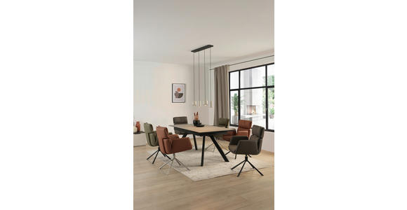 ESSTISCH in Metall, Glas, Keramik 180-260/95/76 cm  - Schwarz/Grau, Design, Glas/Keramik (180-260/95/76cm) - Novel