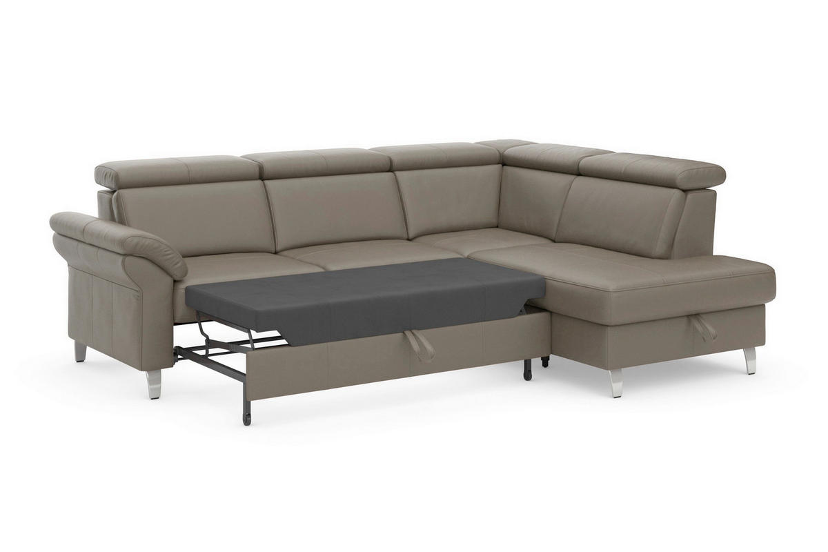 ROHOVÁ SEDAČKA, textil, koža, sivá - sivá/chrómová, Basics, kov/koža (245/194cm) - Sit & More