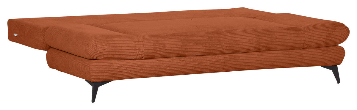 SCHLAFSOFA  mit Stoffauswahl, Liegefunktion, Schlafen auf Sitzhöhe, Rücken echt Cord Rostfarben  - Rostfarben/Schwarz, KONVENTIONELL, Textil/Metall (200/78/95cm) - home24