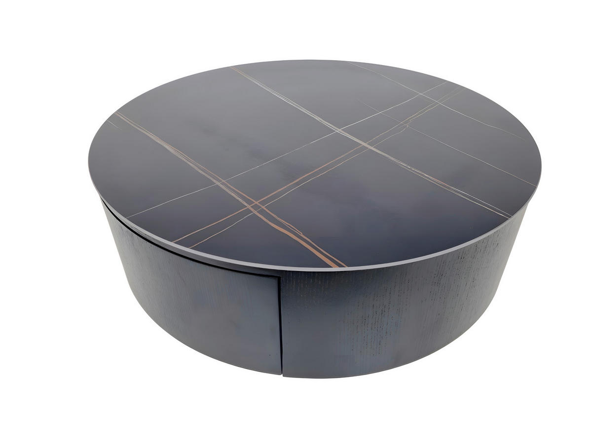 COUCHTISCH 90/90/36 cm rund Schwarz  - Goldfarben/Schwarz, Design, Holzwerkstoff/Stein (90/90/36cm) - Modante