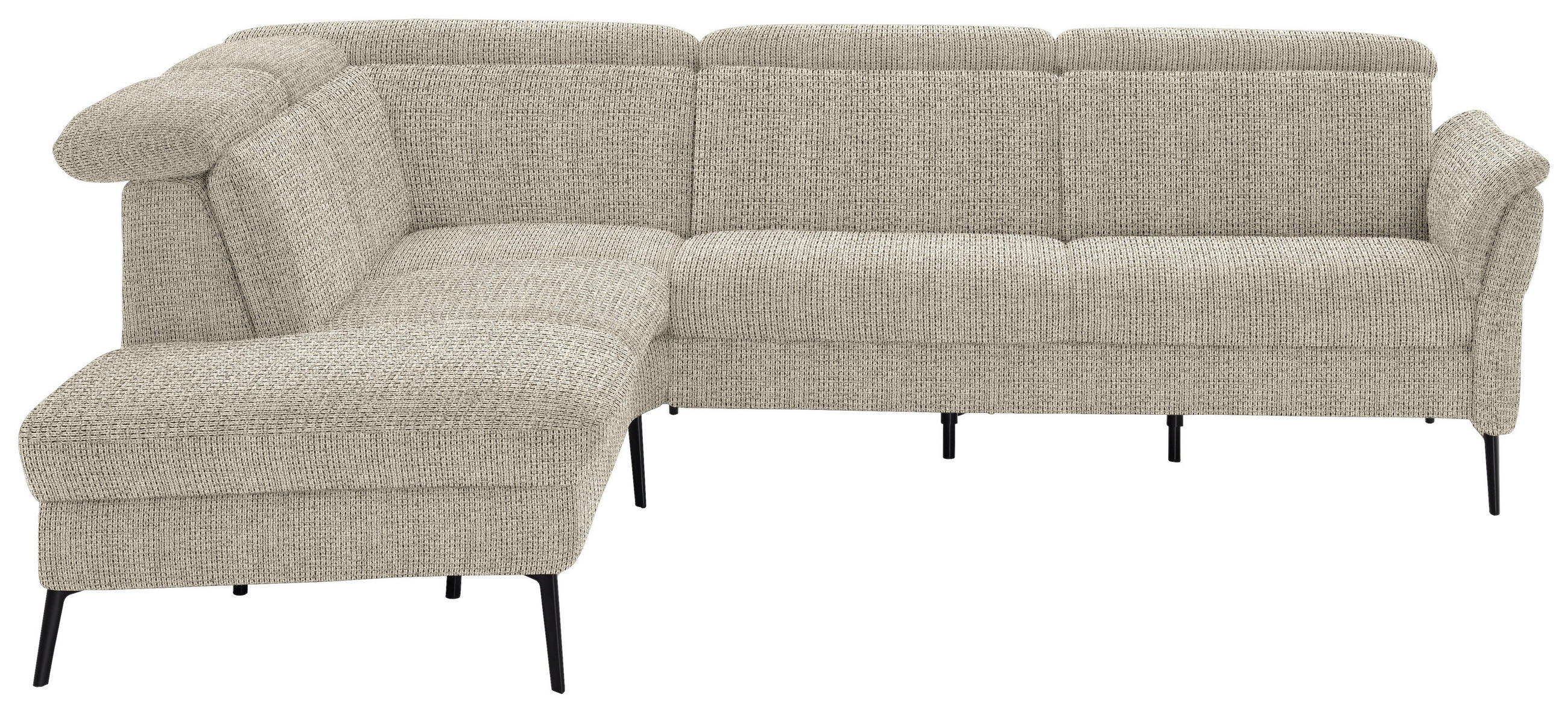 ECKSOFA in Struktur Beige  235/275 cm  - Beige/Schwarz, MODERN, Textil/Metall (235/275cm) - Cantus