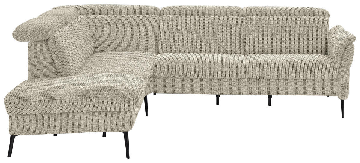 ECKSOFA in Struktur Beige  235/275 cm  - Beige/Schwarz, MODERN, Textil/Metall (235/275cm) - Cantus