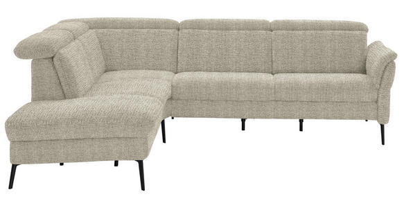 ECKSOFA in Struktur Beige 235/275 cm - Beige/Schwarz, MODERN, Textil/Metall (235/275cm) - Cantus