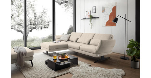 ECKSOFA  in Flachgewebe Magnolie  176-217/279-327 cm  - Magnolie/Schwarz, Design, Textil/Metall (176-217/279-327cm) - Dieter Knoll