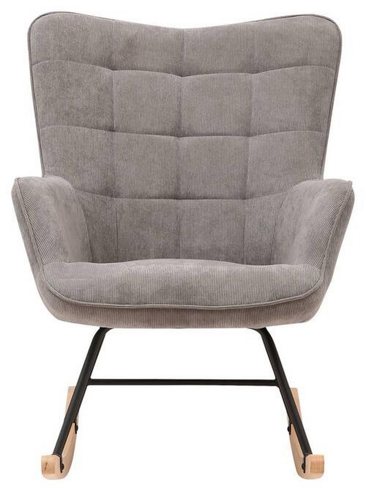 SCHAUKELSESSEL Cord Grau    - Buchefarben/Schwarz, MODERN, Holz/Textil (72/92/92cm) - MID.YOU