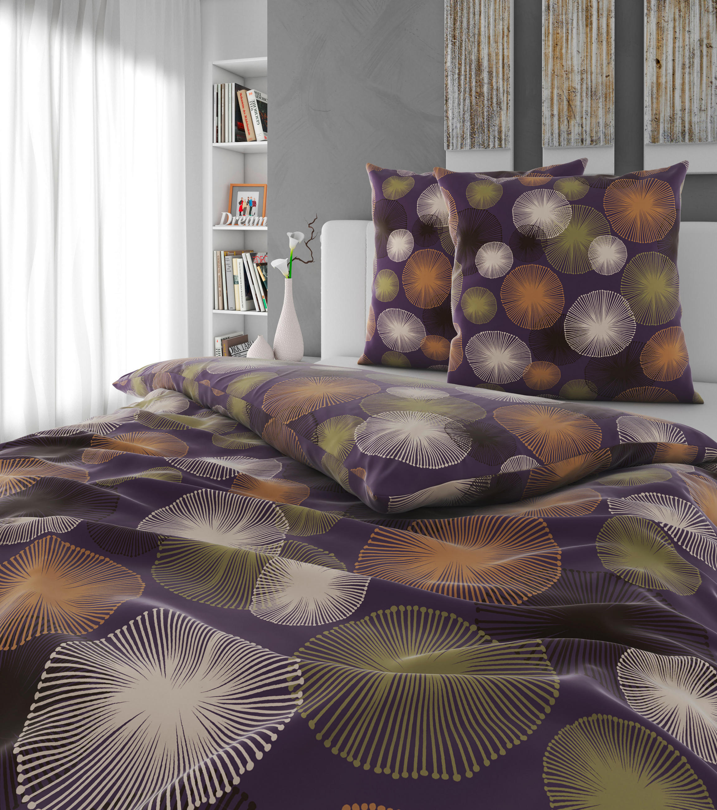 BETTWÄSCHE Satin 200/200 cm  - Beige/Violett, Textil (200/200cm) - Esposa