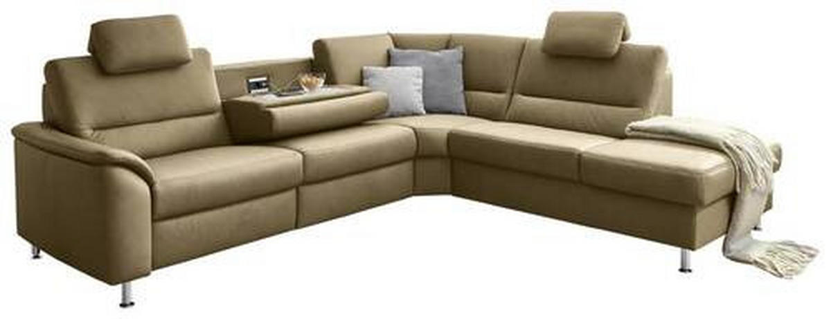 ECKSOFA in Echtleder Grün  - Alufarben/Grün, Konventionell, Leder/Metall (290/249cm) - Beldomo Premium
