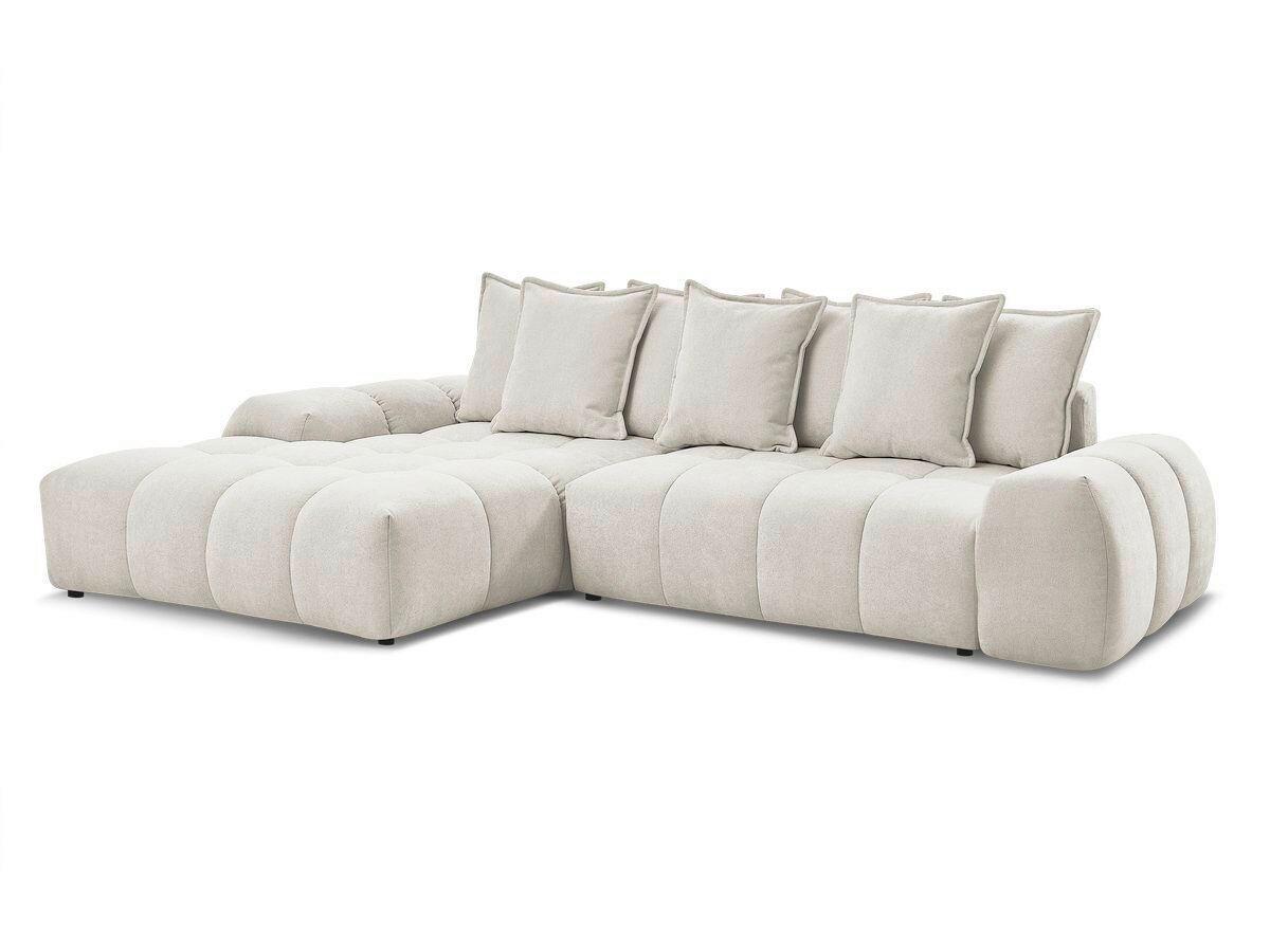ECKSCHLAFSOFA EVEREST  mit Rücken echt, Armteil links, Armteil rechts Struktur Beige  - Beige/Schwarz, MODERN, Kunststoff/Textil (318/180cm) - Livetastic