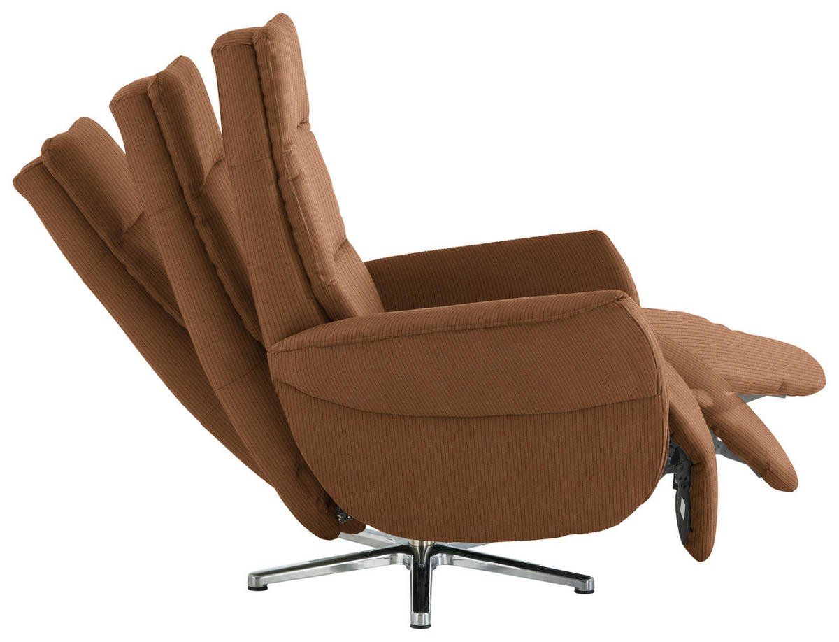 RELAXSESSEL in Textil Cognac  - Chromfarben/Cognac, Design, Textil/Metall (78/113/83cm) - Beldomo Speed