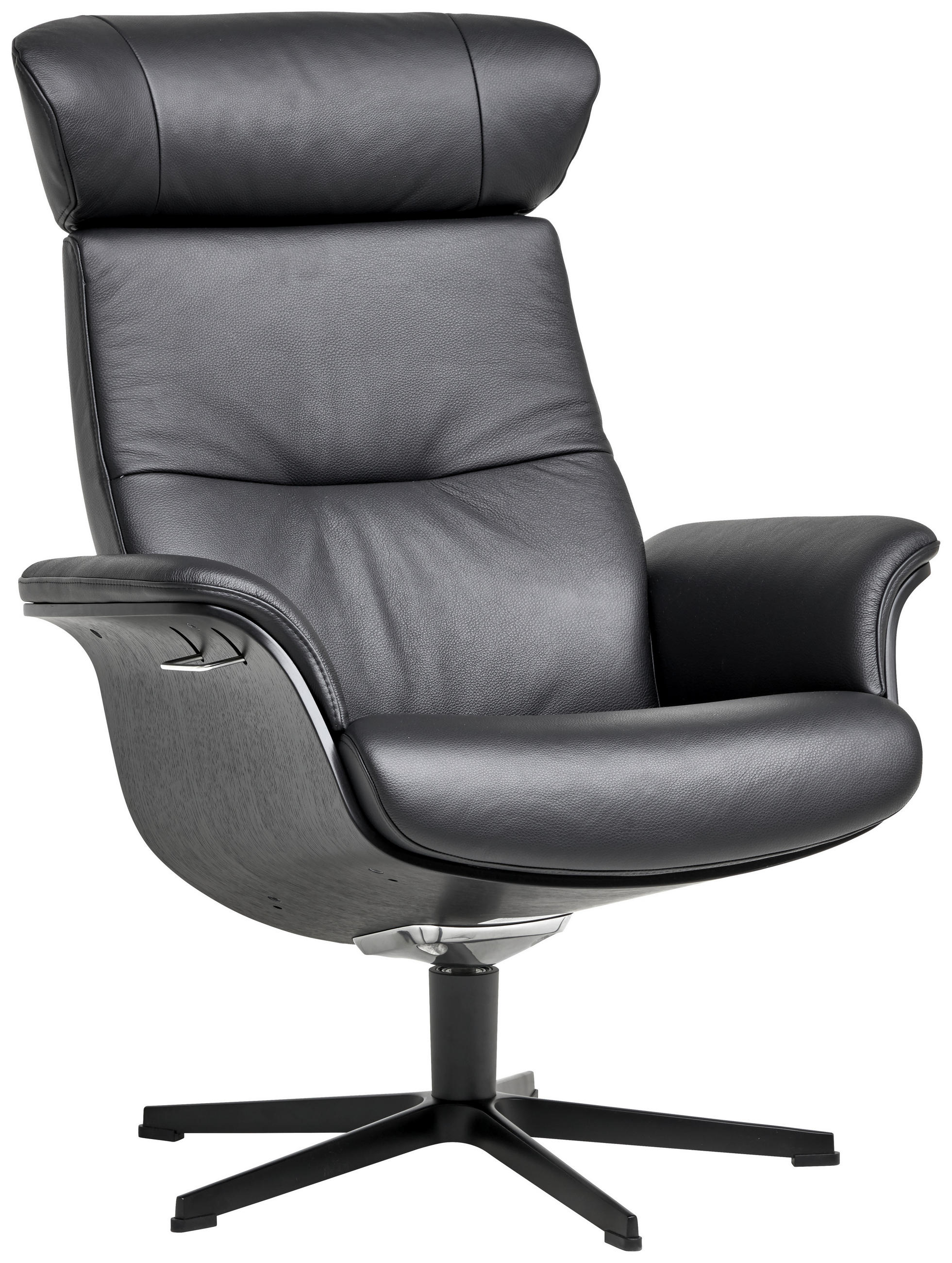 RELAXSESSEL in Leder Schwarz  - Schwarz, Natur, Leder/Metall (81/110/80cm) - Conform