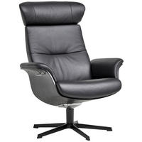 RELAXSESSEL in Leder Schwarz  - Schwarz, Natur, Leder/Metall (81/110/80cm) - Conform