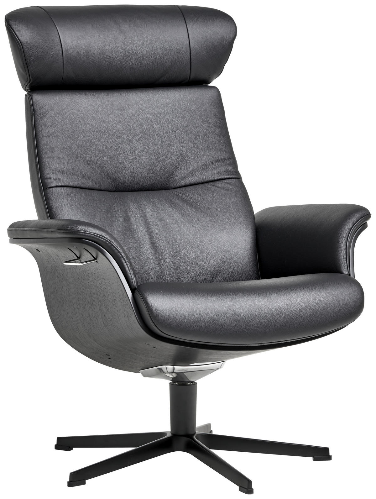 RELAXSESSEL in Leder Schwarz  - Schwarz, Natur, Leder/Metall (81/110/80cm) - Conform