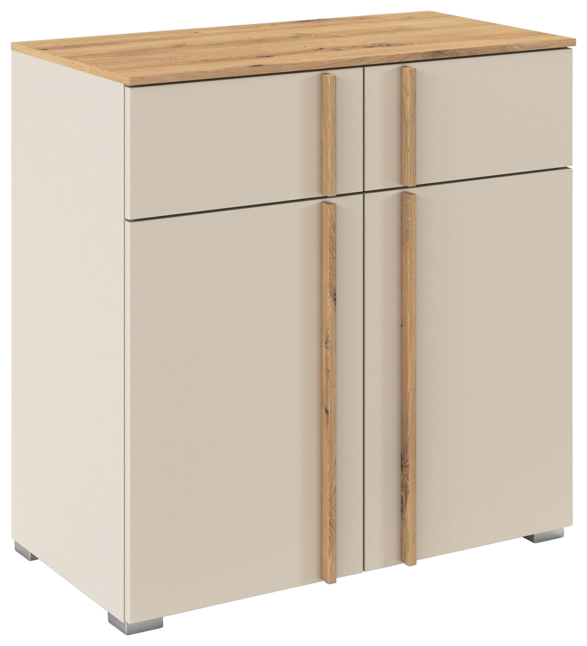 KOMMODE , 80/81/42 cm, 2 Schublade(n)  - Champagner/Alufarben, Design, Holz/Holzwerkstoff (80/81/42cm) - Stylife