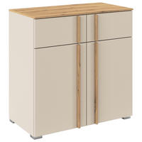 KOMMODE , 80/81/42 cm, 2 Schublade(n)  - Champagner/Alufarben, Design, Holz/Holzwerkstoff (80/81/42cm) - Stylife
