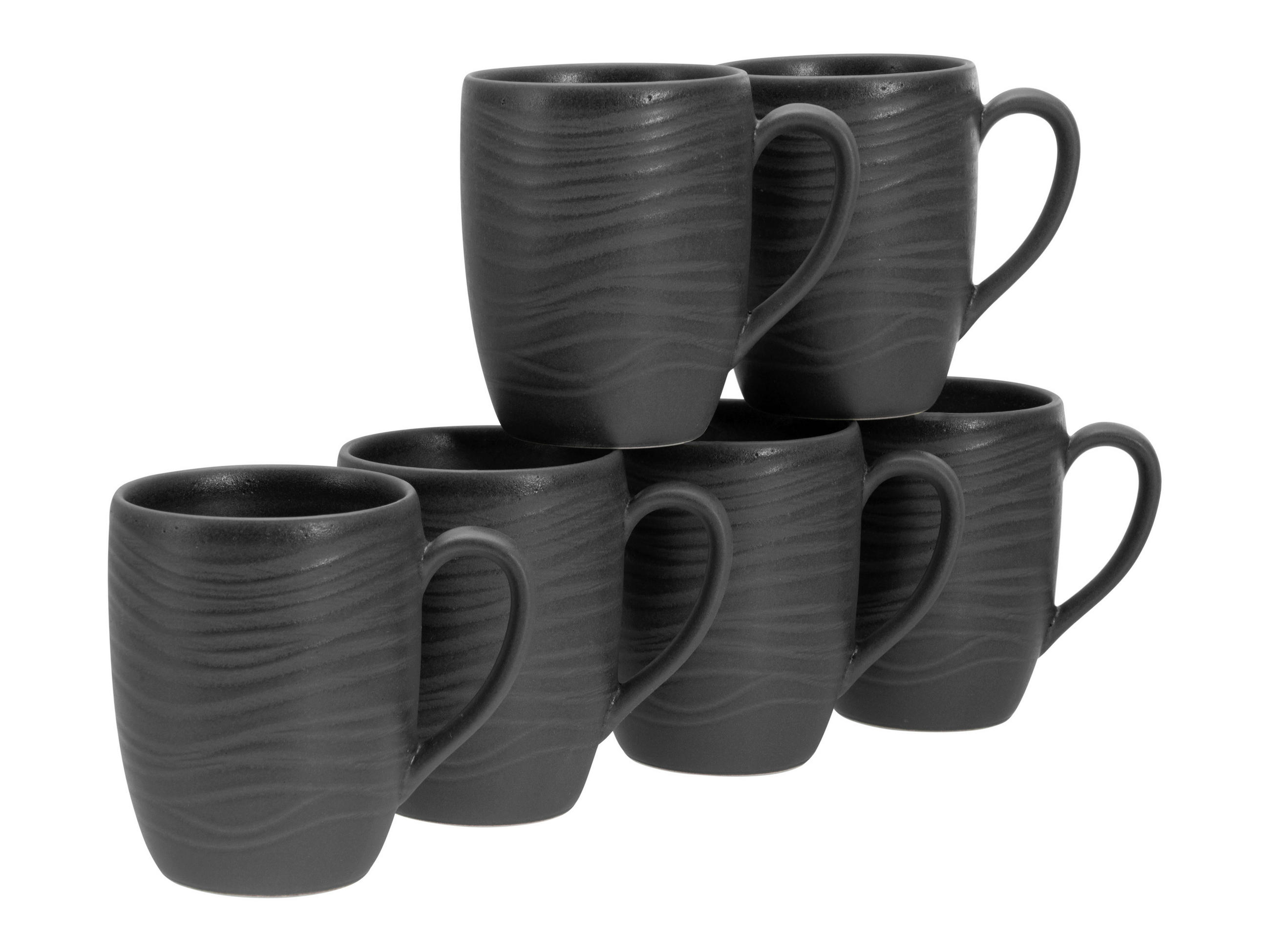 KAFFEEBECHERSET Lava Stone 6-teilig  - Dunkelgrau, Basics, Keramik - Creatable