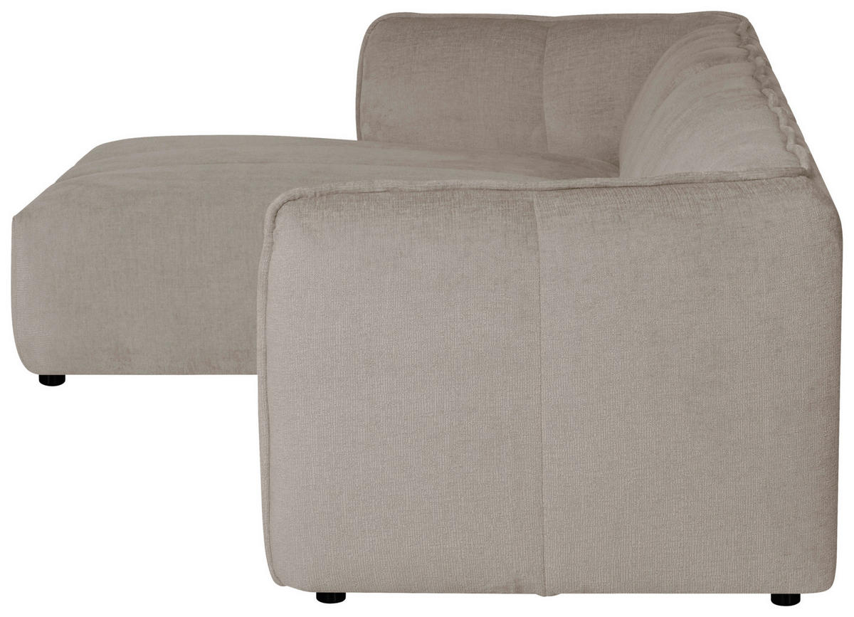 ECKSOFA LIVOLI in Chenille Creme  160/306 cm  - Creme/Schwarz, Design, Textil (160/306cm) - MID.YOU