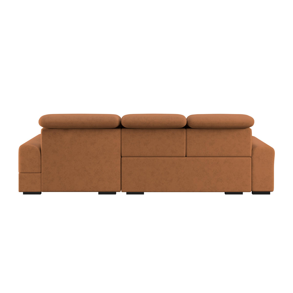 ECKSOFA Terracotta Chenille Rücken echt, Kopfteilverstellung  - Terracotta/Schwarz, KONVENTIONELL, Holz/Textil (286/203cm) - MID.YOU