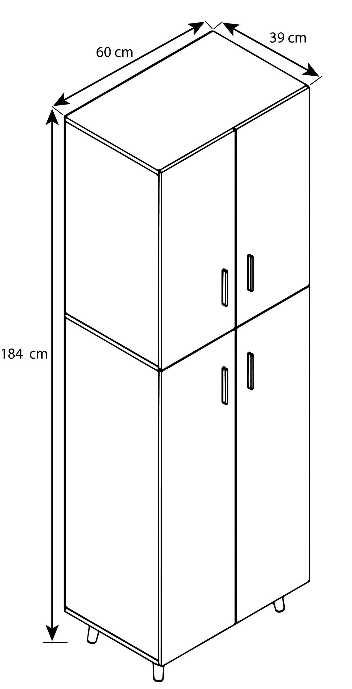 MEHRZWECKSCHRANK 60/184/39 cm  in Weiß, Honigeiche  - Honigeiche/Weiß, MODERN, Holzwerkstoff/Kunststoff (60/184/39cm) - MID.YOU
