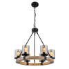 HÄNGELEUCHTE Lila 59/98 cm   - Dunkelbraun/Schwarz, Natur, Glas/Holz (59/98cm) - Globo
