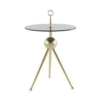 BEISTELLTISCH in Metall, Glas 46/46/52 cm  - Goldfarben/Grau, Modern, Glas/Metall (46/46/52cm) - Kayoom