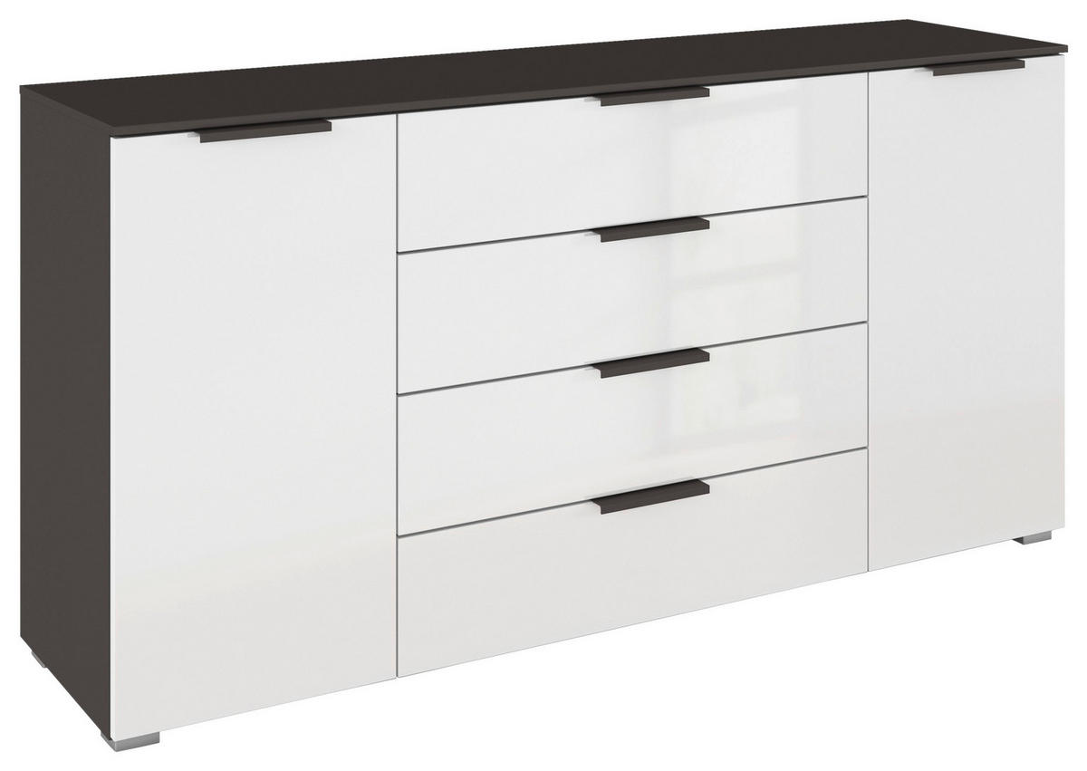 SIDEBOARD  in 160/81/42 cm  - Weiß Hochglanz/Graphitfarben, KONVENTIONELL, Holzwerkstoff/Kunststoff (160/81/42cm) - home24