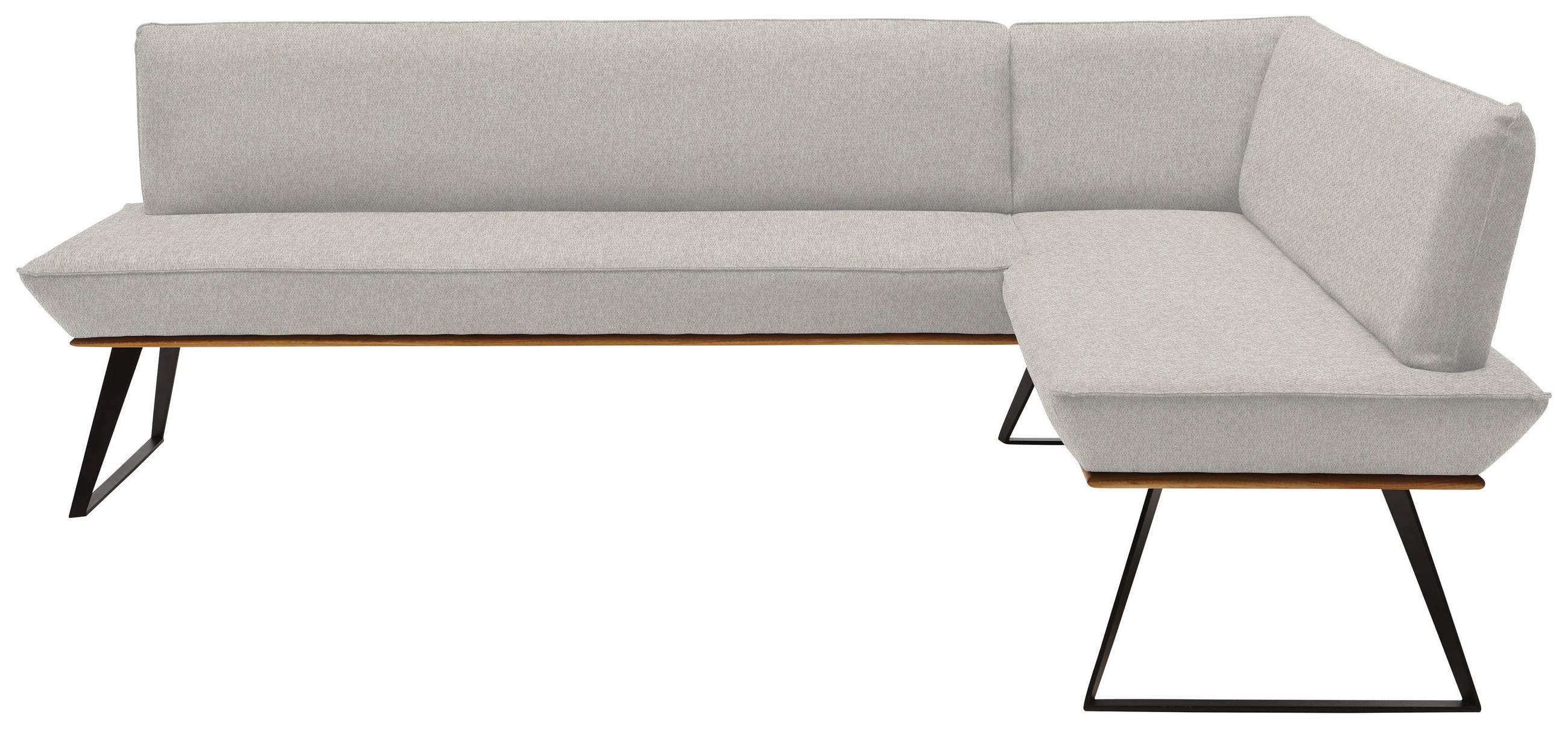ECKBANK 243/163 cm Webstoff Schwarz, Eichefarben, Greige Eiche massiv Metall   - Greige/Eichefarben, Design, Holz/Textil (243/163cm) - Voleo