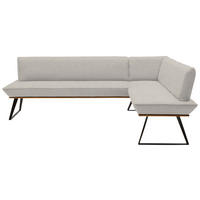 ECKBANK 243/163 cm Webstoff Schwarz, Eichefarben, Greige Eiche massiv Metall   - Greige/Eichefarben, Design, Holz/Textil (243/163cm) - Voleo