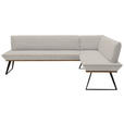 ECKBANK 243/163 cm Webstoff Schwarz, Eichefarben, Greige Eiche massiv Metall   - Greige/Eichefarben, Design, Holz/Textil (243/163cm) - Voleo