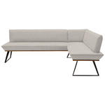 ECKBANK 243/163 cm Webstoff Schwarz, Eichefarben, Greige Eiche massiv Metall   - Greige/Eichefarben, Design, Holz/Textil (243/163cm) - Voleo