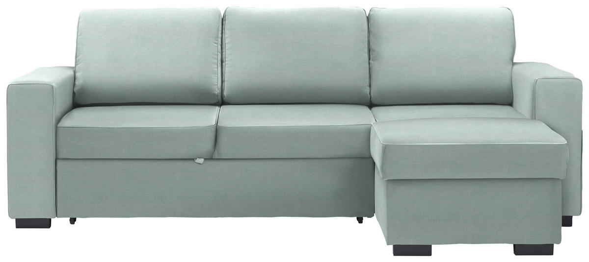 ECKSOFA Mintgrün Velours  - Schwarz/Mintgrün, Design, Kunststoff/Textil (244/157cm) - Carryhome