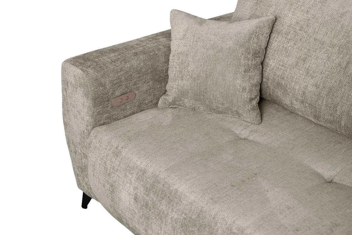 ECKSOFA BELARO Taupe Chenille  - Taupe/Schwarz, Design, Textil/Metall (246/177cm) - P & B